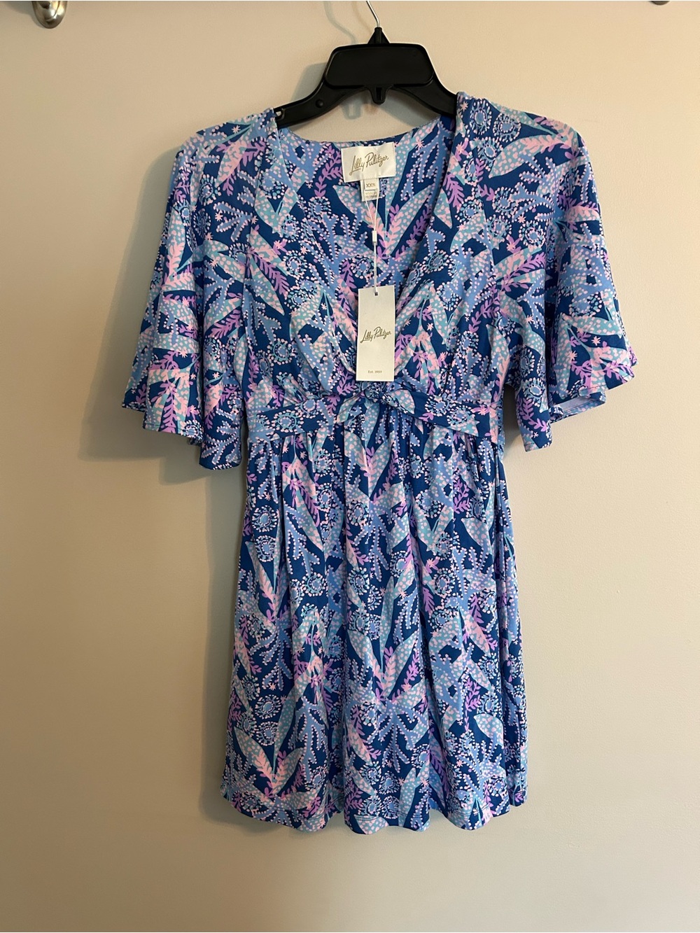 Lilly Pulitzer Minka Skirted Romper in Barton Blue with Pink Accents